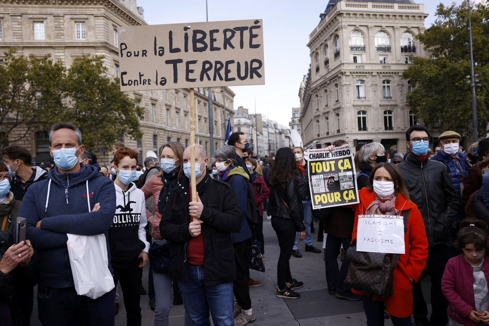 Demonstration against the killing of Samuel Paty  / YOAN VALAT