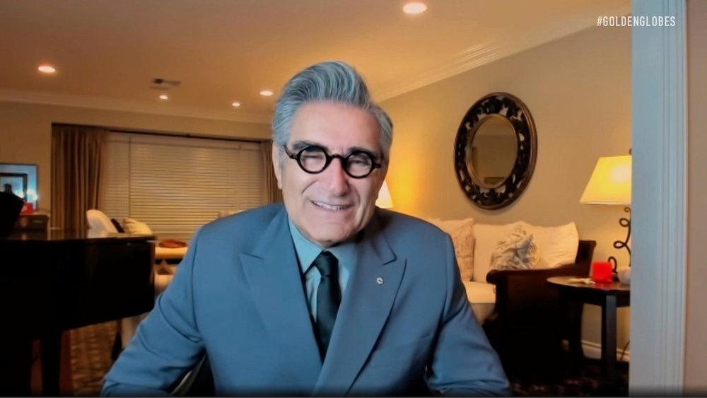 Eugene Levy is seen in this handout screen grab from the 78th Annual Golden Globe Awards in Beverly Hills  / NBC HANDOUT