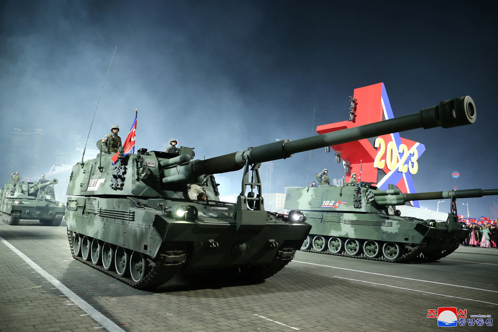 Military parade to mark the founding anniversary of North Korea's army, at Kim Il Sung Square in Pyongyang  / KCNA