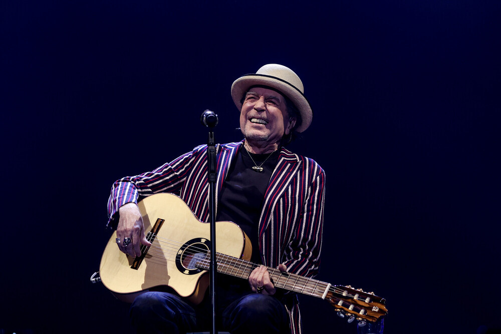 El cantante Joaquín Sabina durante una actuación en el Wizink Center.