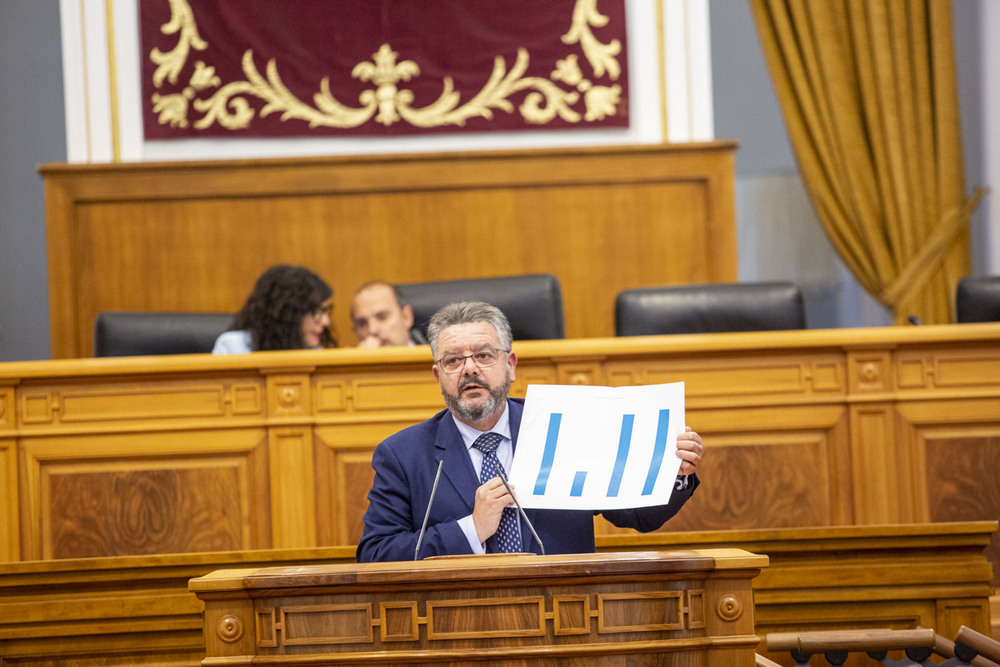 Moreno Moya, del PP, exhibió los datos de listas de espera en la tribuna de las Cortes