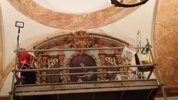 La parroquia de Jorquera recupera un ático barroco y un cuadro