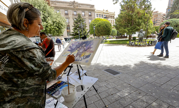 Pintura en directo en el Albacete peatonal