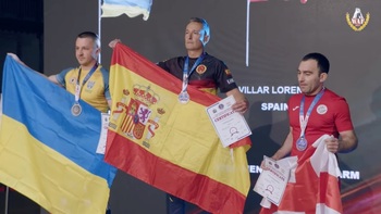 Villar se proclamó campeón de Europa máster de lucha de brazos